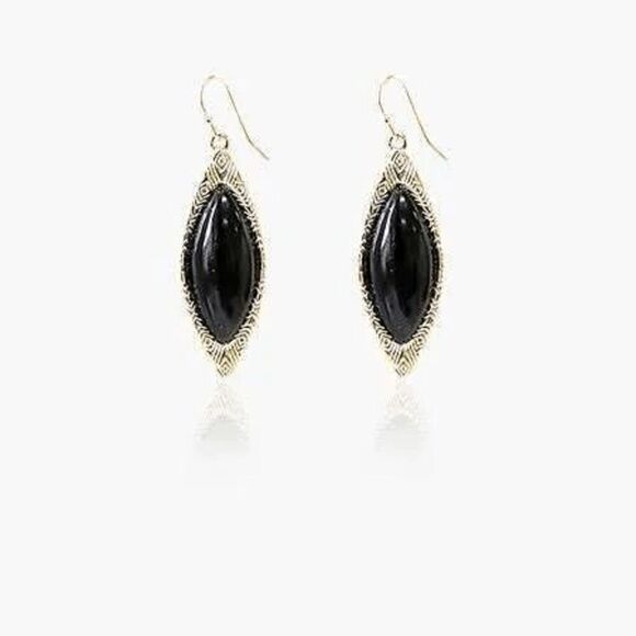 2/$21 Ladies  Black Gold Dangle Earrings - Picture 3 of 10
